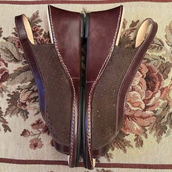 La Plume Leather Open Toe Sling Back Sandals Brown Ladies size 38 - Picture 14 of 16